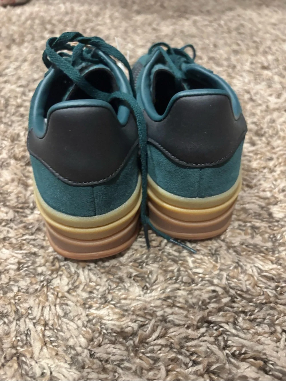 adidas Teal Suede Sneakers with Black Stripes and Gum Sole